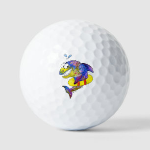 Cute Whimsical Colorful Shark in Float Golf Balls