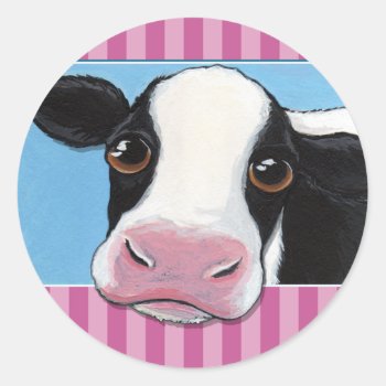 Cute Whimsical Cow Stickers / Envelope Seals by LisaMarieArt at Zazzle