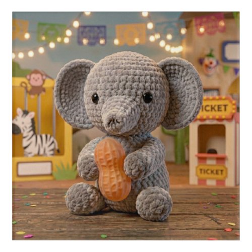 Cute Whimsical Crocheted Elephant at the Zoo Acrylic Print