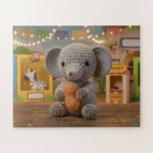 Cute Whimsical Crocheted Elephant at the Zoo  Jigsaw Puzzle