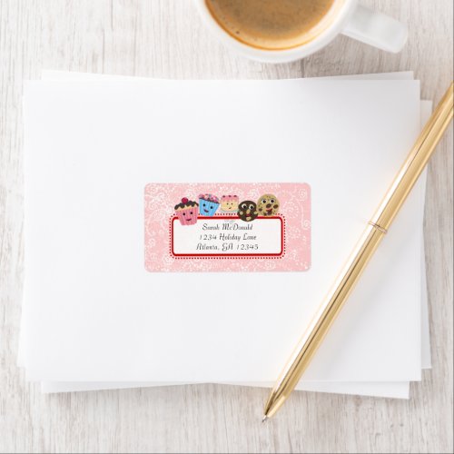 Cute Whimsical Cupcake Cookie  Cakes Bakery Label