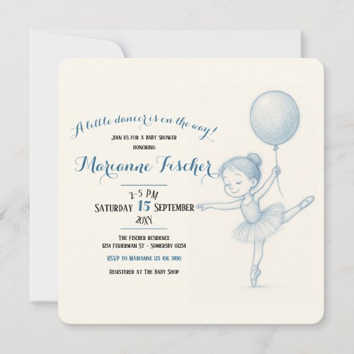 Cute Whimsical dancer Girl's Baby Shower