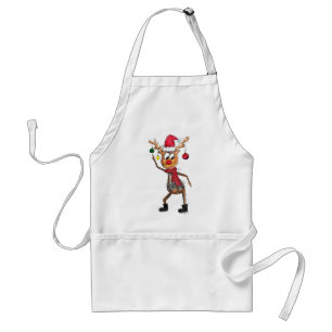 Cute Whimsical Dancing Christmas Deer Adult Apron
