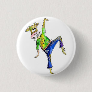 Cute Whimsical Dancing Cow Button