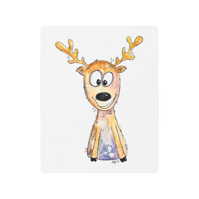 Cute Whimsical Deer Metal Print (Front)
