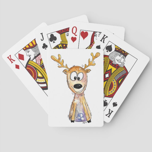 Cute Whimsical Deer Poker Cards (Back)