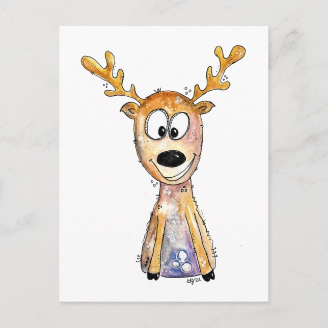 Cute Whimsical Deer Postcard (Front)