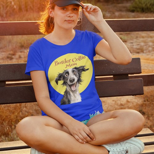 Cute Whimsical Dog Border Collie Mom T_Shirt