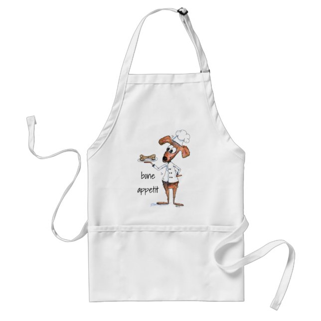 Cute Whimsical Dog Chef Adult Apron (Front)
