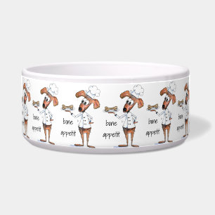 Cute Whimsical Dog Chef Bowl