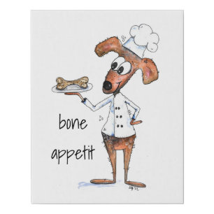 Cute Whimsical Dog Chef Faux Canvas Print