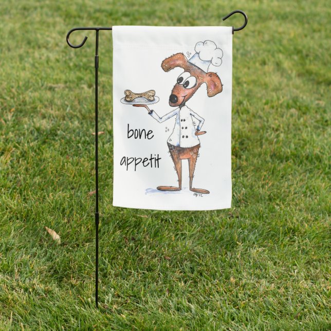 Cute Whimsical Dog Chef Garden Flag (In SItu)