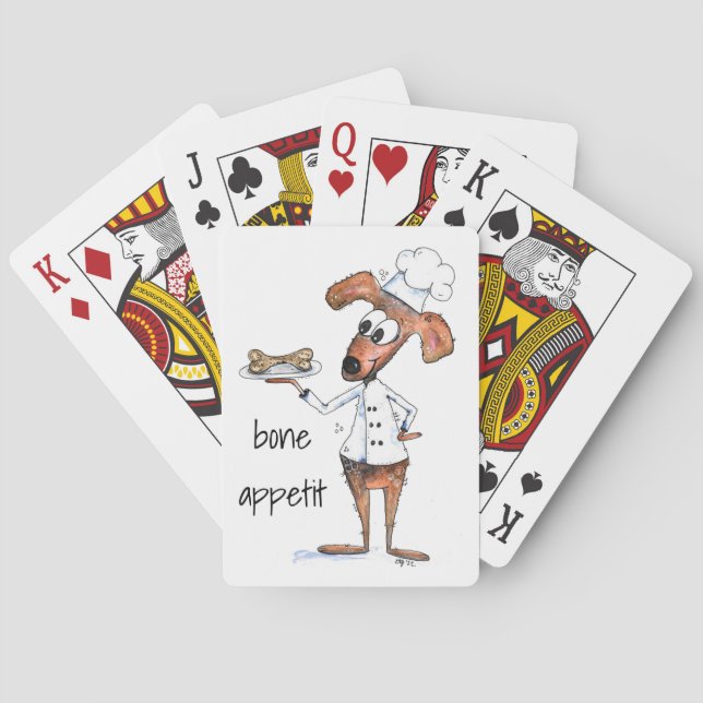 Cute Whimsical Dog Chef Poker Cards (Back)
