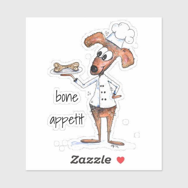 Cute Whimsical Dog Chef Sticker (Sheet)