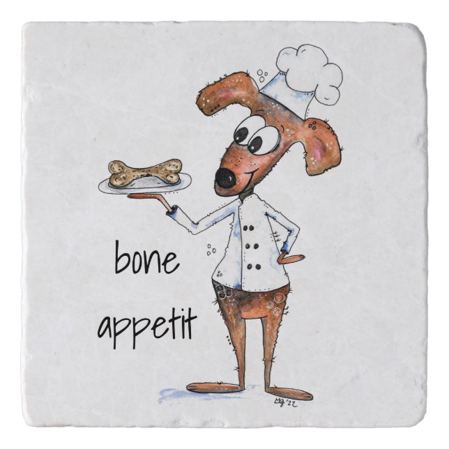 Cute Whimsical Dog Chef Trivet (Front)