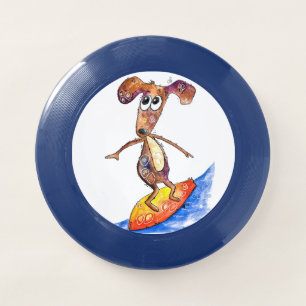 Cute Whimsical Dog on Surfboard Wham-O Frisbee