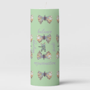 Cute Whimsical Dragonfly Butterfly Maureen Girard Pillar Candle