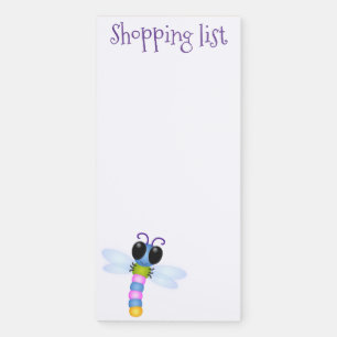 Cute whimsical dragonfly cartoon illustration magnetic notepad