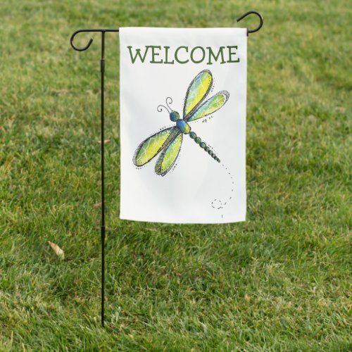 Cute Whimsical Dragonfly Garden Flag