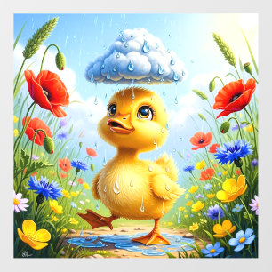 Cute whimsical duckling animal nursery kids room wall decal