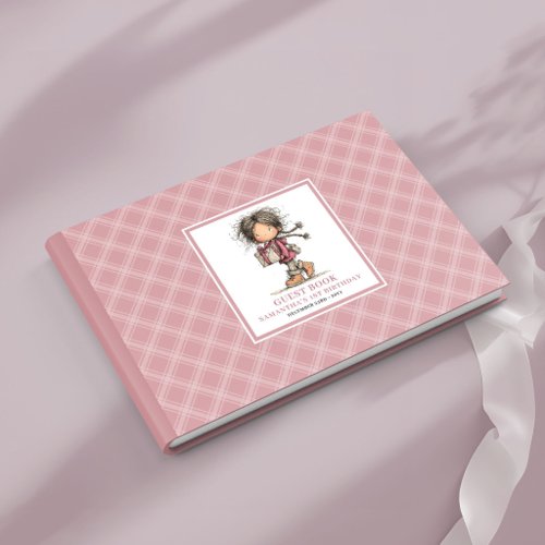 Cute whimsical dusty pink girl birthday sign in  guest book