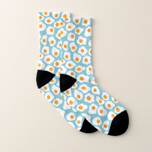 Cute Whimsical Egg Yolk Pattern Teal Blue Novelty Socks