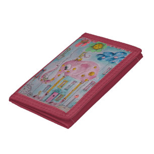 Cute Whimsical Elephant Illustration Tri-fold Wallet