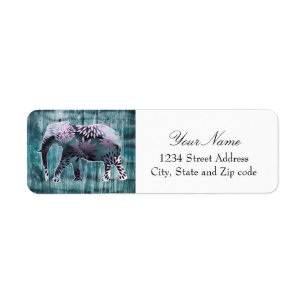 Cute Whimsical Elephant on Wood Design Label