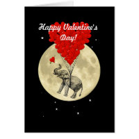 Cute whimsical elephant Valentines Day Card