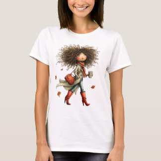 CUTE WHIMSICAL FALL THEMED GIRL T-Shirt