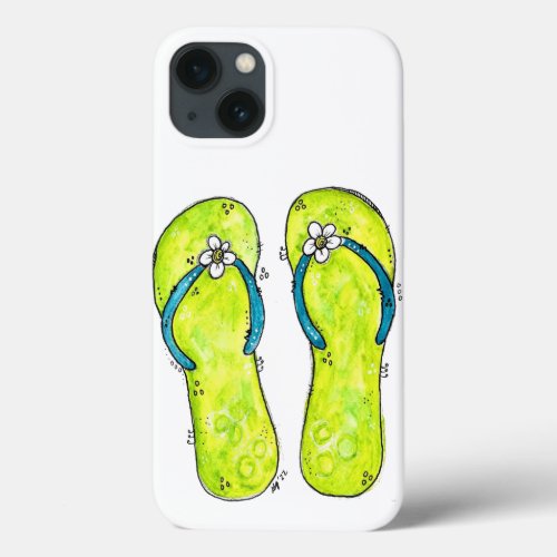 Cute Whimsical Flip Flops iPhone 13 Case