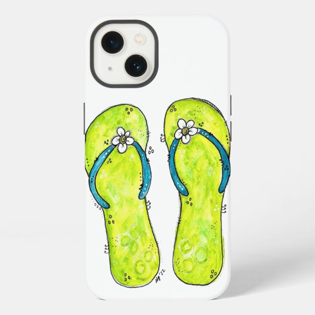 Cute Whimsical Flip Flops Iphone Case (Back)
