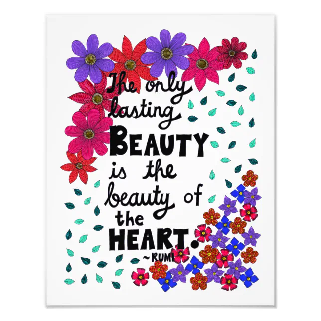 Cute Whimsical Floral Inspirational Beauty Quote Photo Print 