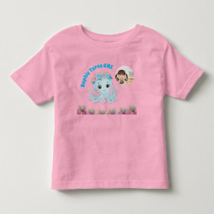 Cute Whimsical Floral Octopus Girly Photo Birthday Toddler T-shirt
