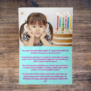 Cute Whimsical Floral Octopus Photo Kids Birthday Foil Greeting Card