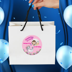 Cute Whimsical Floral Sea Lion Girly Photo  Classic Round Sticker