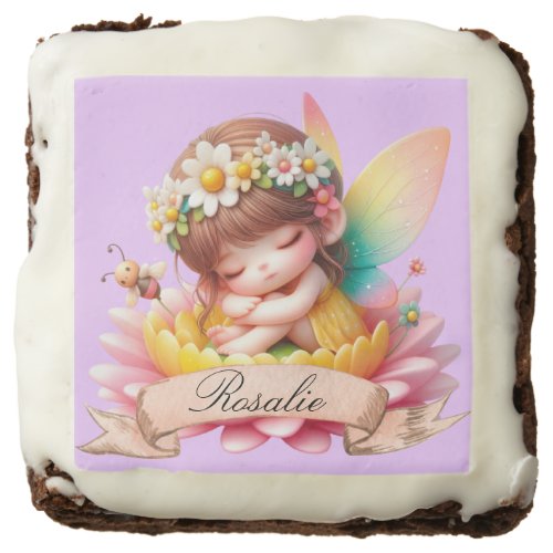 Cute Whimsical Floral Sweet Dreams Sleeping Fairy Brownie