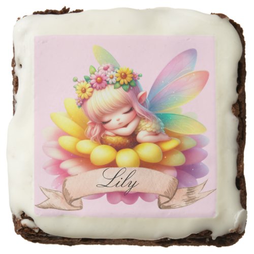 Cute Whimsical Floral Sweet Dreams Sleeping Fairy Brownie