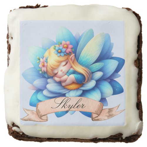 Cute Whimsical Floral Sweet Dreams Sleeping Fairy Brownie