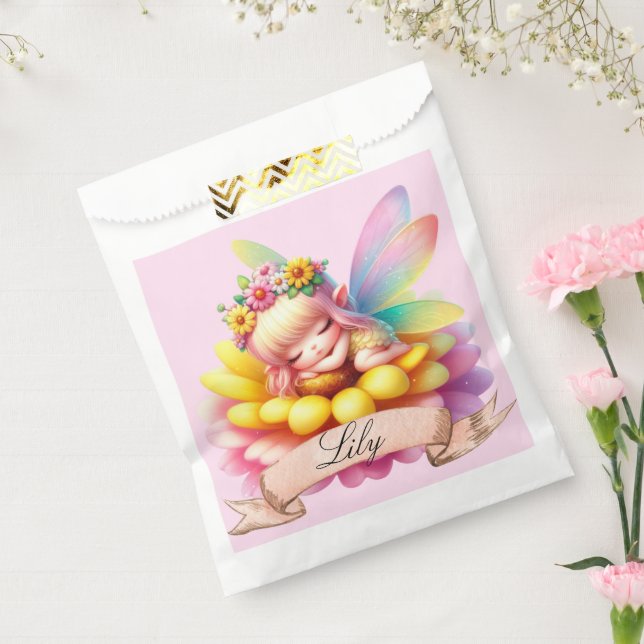Cute Whimsical Floral Sweet Dreams Sleeping Fairy Favor Bag (Sealed)