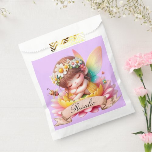 Cute Whimsical Floral Sweet Dreams Sleeping Fairy Favor Bag