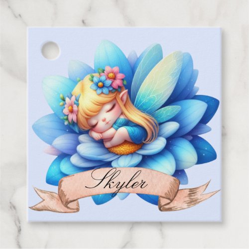 Cute Whimsical Floral Sweet Dreams Sleeping Fairy Favor Tags