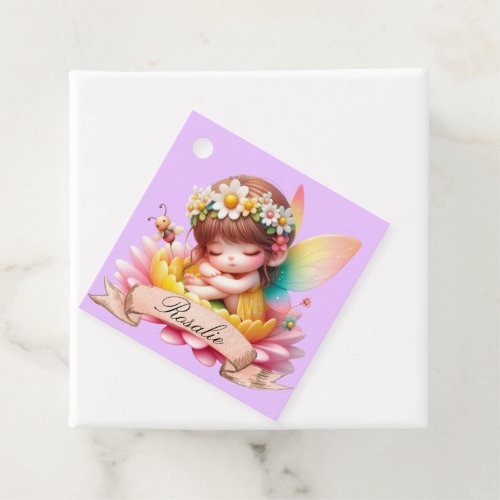 Cute Whimsical Floral Sweet Dreams Sleeping Fairy Favor Tags