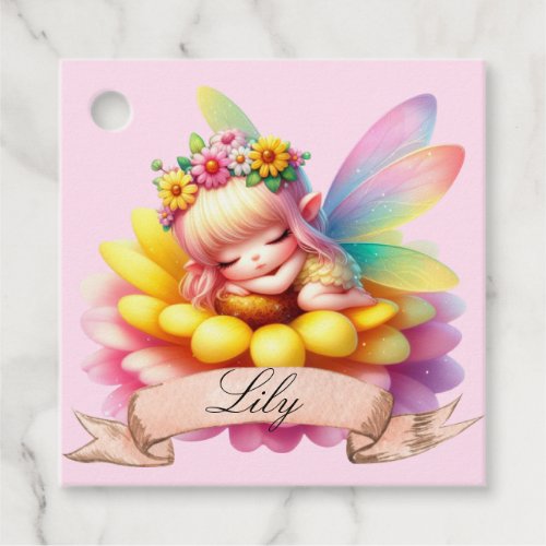 Cute Whimsical Floral Sweet Dreams Sleeping Fairy Favor Tags