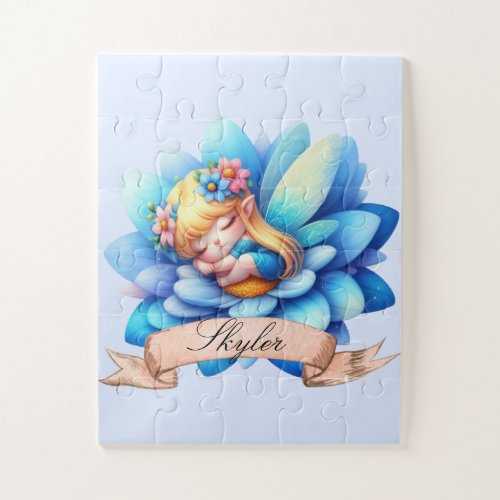 Cute Whimsical Floral Sweet Dreams Sleeping Fairy Jigsaw Puzzle