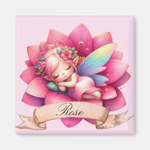 Cute Whimsical Floral Sweet Dreams Sleeping Fairy Magnet
