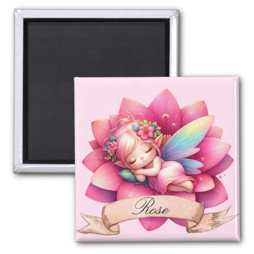 Cute Whimsical Floral Sweet Dreams Sleeping Fairy Magnet