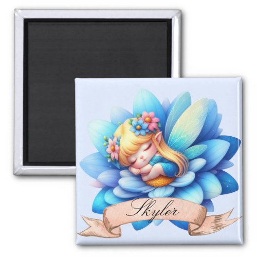 Cute Whimsical Floral Sweet Dreams Sleeping Fairy Magnet