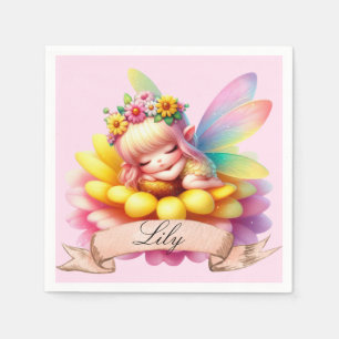 Cute Whimsical Floral Sweet Dreams Sleeping Fairy Napkins
