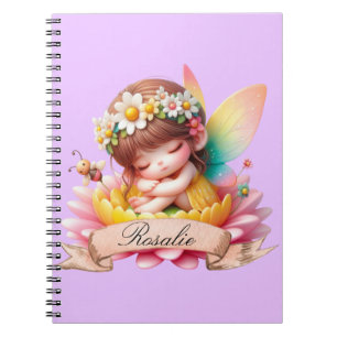 Cute Whimsical Floral Sweet Dreams Sleeping Fairy Notebook